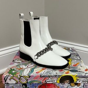 Jeffrey Campbell White Chain Chelsea Boots